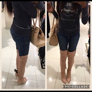 Pink over the knee boots